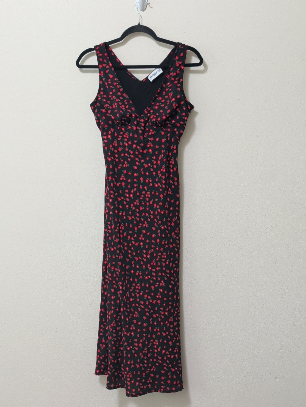 Princess Polly Black Maxi Dress with Red Floral Print